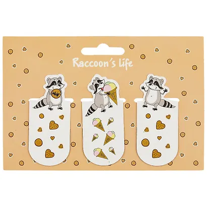 Магнитные закладки «Raccoons Life», 3 штуки - фото 1
