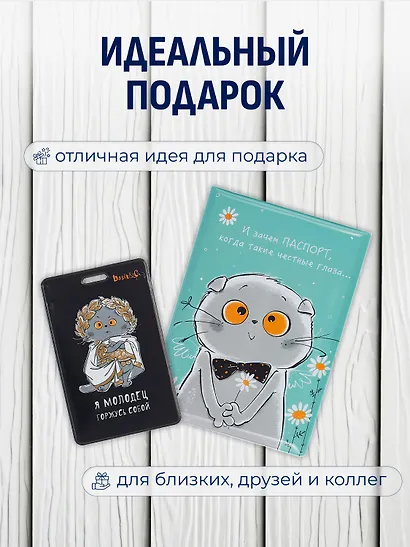 Набор обложка д/ паспорта и чехол д/карточек Басик - фото 3