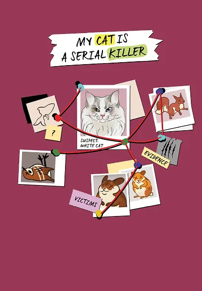Книга для записей А5 72л "My Cat Is a Serial Killer (белый кот)" - фото 1