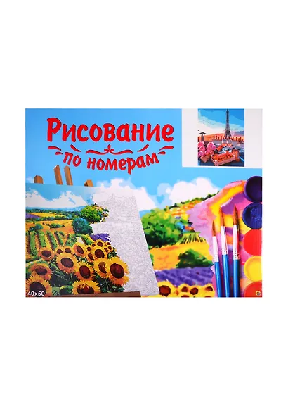 Набор для раскрашивания по номерам ТМ Рыжий Кот Холст с красками 40х50см по номерам Вечер в Париже Х-6619 - фото 2