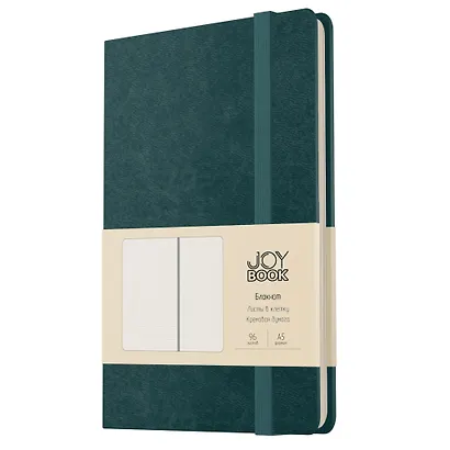 Книга для записей А5 96л кл. "Joy Book. Морской залив" иск.кожа, тонир.блок, скругл.углы, ляссе, резинка, карман на задн.форзаце - фото 1
