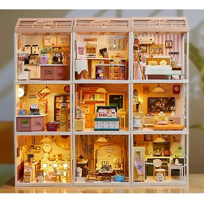 8006 Конструктор интерьерный для детского творчества – сборный домик Fairy Care «Роскошная современная гостиная», количество деталей - 92 (материалы: пластик, металл, картон), со световыми эффектами ( - фото 5