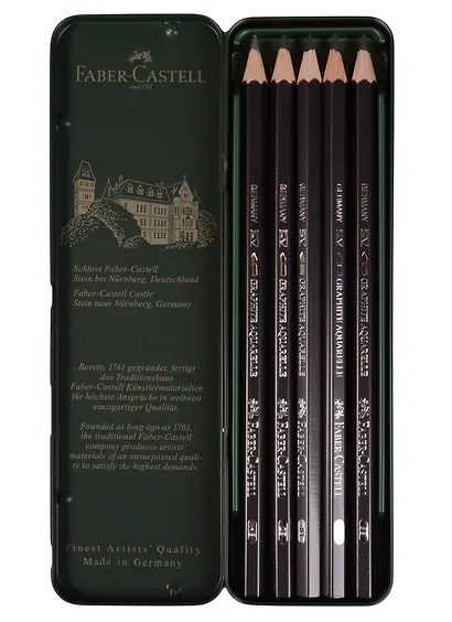 Карандаши ч/гр акварельные 5шт НВ, 2В, 4В, 6В, 8В - фото 3