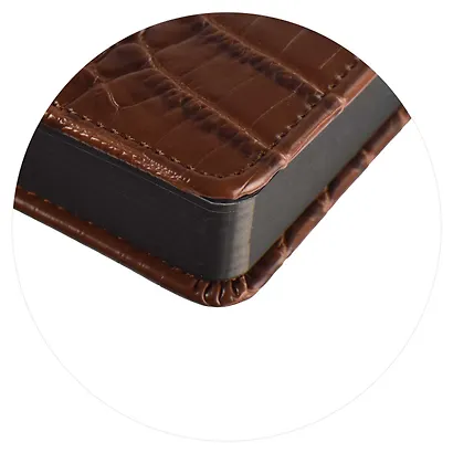 Ежедневник недат. А5+ 160л 175*245 "Аллигатор" коричневый, кожзам, тв.переплет, обл.поролон, блинтовое тиснение, офсет, ляссе, подар.упаковка - фото 11