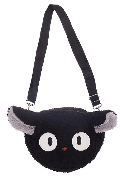 Сумочка на молнии кросс-боди Глазастик (черная) (плюш) (17х17) - фото 1