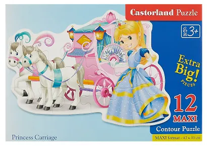 Пазл MAXI. Карета принцессы. 12 элементов. 47х33см. -Польша: Castor, (Castorland Puzzle). 718 303829 - фото 2