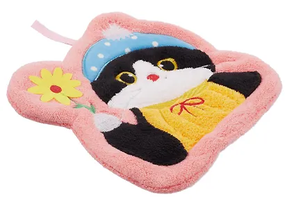 Полотенце Котик с цветочком (флис) (23х22) (12-towel-202508-8) - фото 3