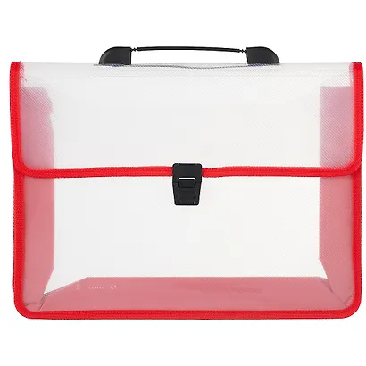 Портфель А4 прозр.пластик, красный кант - фото 1