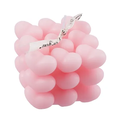 Свеча ароматическая Bubble Сердечки (розовая) (6х6) (ПВХ бокс) (12-9314B-4) - фото 1