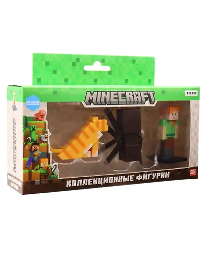 Коллекционные фигурки Minecraft Алекс, Кот,Паук (MC2021B) - фото 2