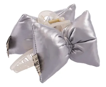 Заколка-крабик дутая Бантик (серебро, металлик) (PU) (12см) (12-2025093-12) (Lafilaf) - фото 3