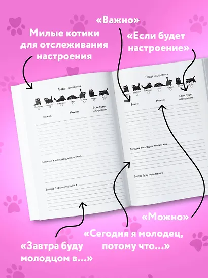 Ежедневник недатированный «Ежедневник для тех, у кого лапки» А5, 48 листов, Эксмо - фото 4