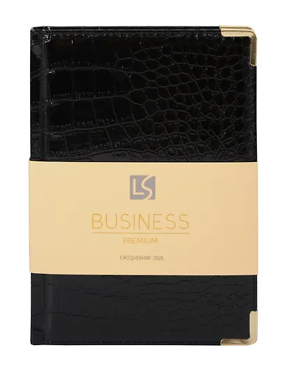Ежедневник датированный 2026 год, А5, 176 листов, "Business Premium. Grand croco", черный - фото 1