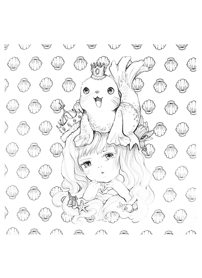 Pop Manga Mermaids and Other Sea Creatures : A Coloring Book - фото 3