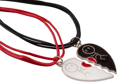 Набор парных браслетов с подвеской «Половинки сердца», текстиль, металл, Lafilaf - фото 6