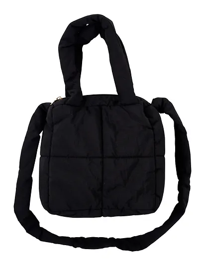 Сумочка дутая черная (текстиль) (20х20) (12-Jigi-1) - фото 1