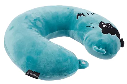 Подушка на шею с кнопкой «Чёрный кот», (30х30 см), (лазурный), Bookvalno - фото 3