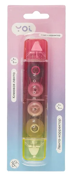 Лента клеящая+корректор лента 2 в 1, в ассортименте - фото 5