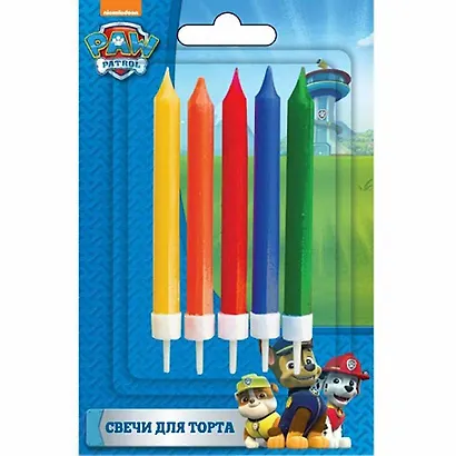 Набор свечей с держателями для торта Paw Patrol 5шт 7см - фото 1