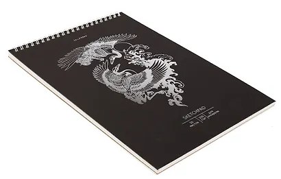 Скетчбук А4 20л "Аисты" акварел. бумага, 200г/м2, черный тонир.картон, тиснение фольг. серебро, евроспираль - фото 2