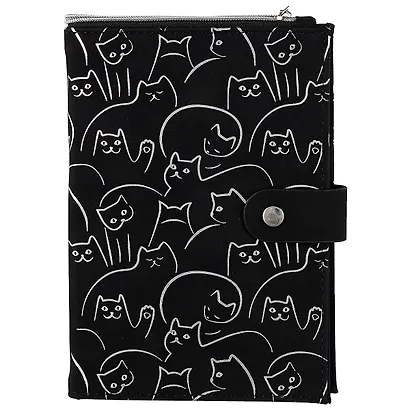 Ежедневник-органайзер недат. А6+ 80л 124*174 "Велюр" черный, мягкий переплет, на кнопке, карманы, офсет, ляссе - фото 1