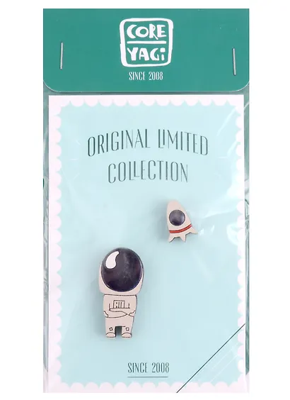 Сувенир, Набор брошей деревянных COREYAGI: Космическое приключение (белый) 2шт. - фото 1