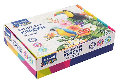 Акриловые краски, 12 цветов, баночка 20 мл - фото 2
