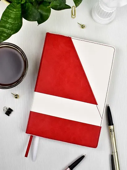 Ежедневник недат. А5 160л "Бакстер" красный, белый, кожзам, тв.переплет, карман, офсет, ляссе - фото 10