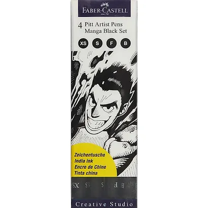 Ручки-кисточки капиллярные «Manga Black Set», Faber-Castell, 4 штуки - фото 1