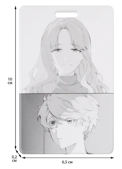 Чехол для карточек вертикальный Аниме Синтонимы Два персонажа (ч/б) (Медина Мирай) (ДК2022-423) - фото 2