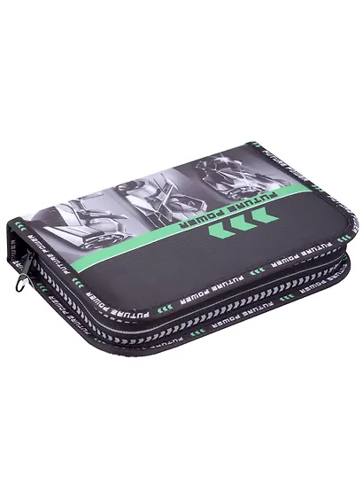 Пенал 1отд. "ФУТУРИСТИЧНЫЕ ТАЧКИ" 13.3*20*3.5см, полиэстер, печать на молнии, печать по ранту - фото 1