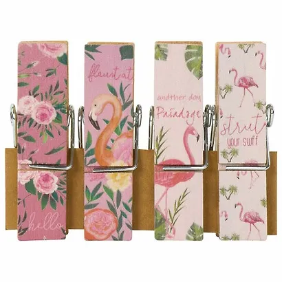 Прищепки декоративные широкие Фламинго, 4 штуки, 7,2 см, ассорти, ОСТРОВ СОКРОВИЩ, 662678 - фото 2