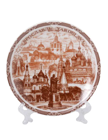 Тарелка Ярославль (D10) (фарфор) (коричневая) (10-7BR-27) - фото 1