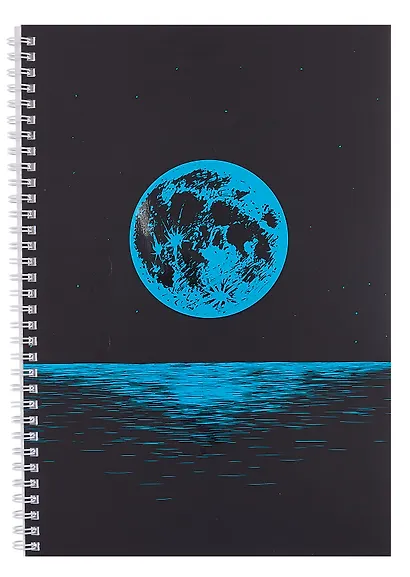 Тетрадь А4 80л кл. "Лунная дорожка" евроспираль, мелов.картон, пантонн.печать, выб.лак - фото 1