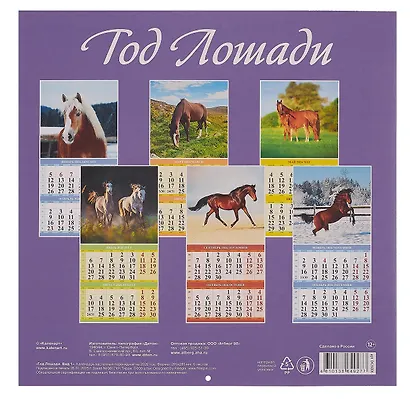 Календарь 2026г 285*285 "Год Лошади. Вид 1" 6л, настенный, на скрепке - фото 2