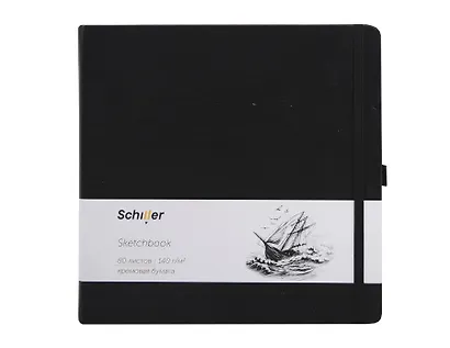 Скетчбук 20*20 80л "Schiller" черный, 140г/м2 слоновая кость, тв.обл., Schiller - фото 1