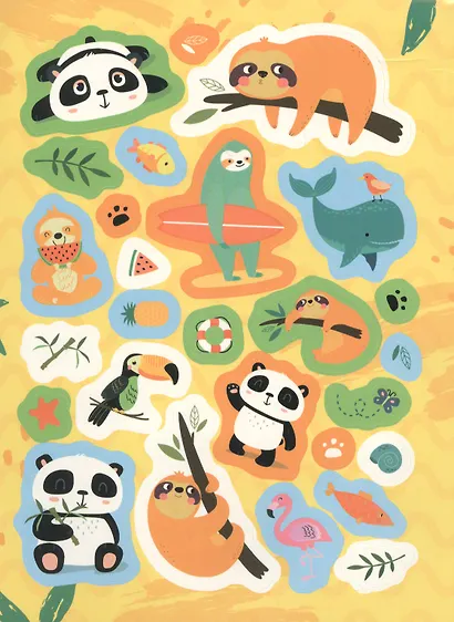 Ленивцы и панды. 100 наклеек - фото 3