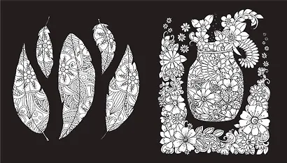 Чарующие цветы. Раскраска на черном фоне - фото 7