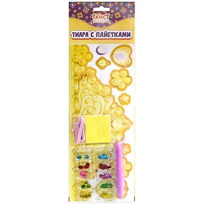 Набор для творчества FANCY CREATIVE Набор для создания бижутерии Тиара с пайетками 29*11см - фото 1