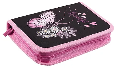 Пенал 1 отделение "Flower butterfly" с наполнением, 21*14 см, 24 предмета - фото 3