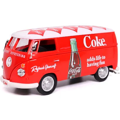 432202 Машинка литая коллекционная Motor City Classics - Die-сast модель по лицензии Coca-Cola 1962 Volkswagen Cargo Van, масштаб 1:43 - фото 3