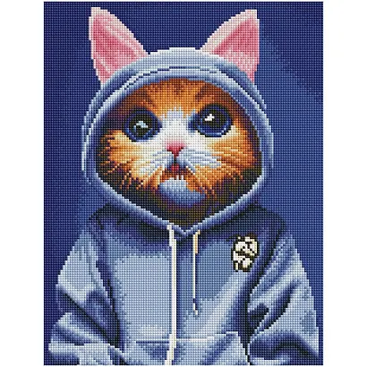 Алмазная мозаика ТРИ СОВЫ "Модный кот", 30*40см, холст на деревянном подрамнике - фото 1