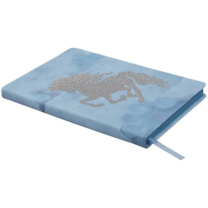 Ежедневник недат. А5 120л "Бейбискин" голубой, кожзам, тв. переплет, глиттер, офсет, ляссе - фото 2