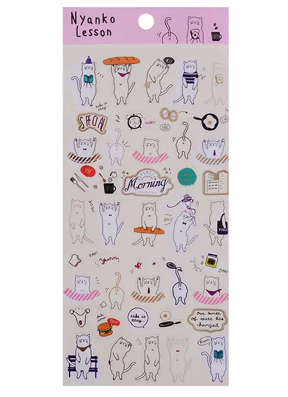 Наклейки коты 2 вида микс, 9,1 х 20 см - фото 1