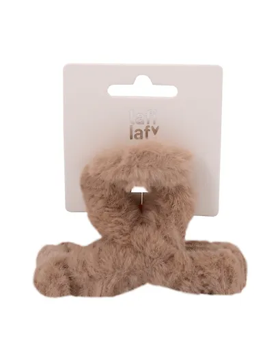 Заколка-крабик бежевая (искусственный мех) (8 см), Lafilaf - фото 2