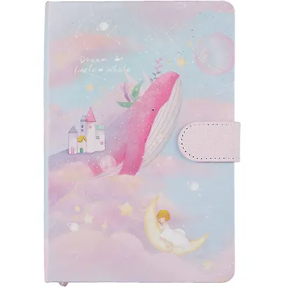 Блокнот с магнитной застежкой Девочка и Кит Dream little whale (224стр) (13х19) - фото 4