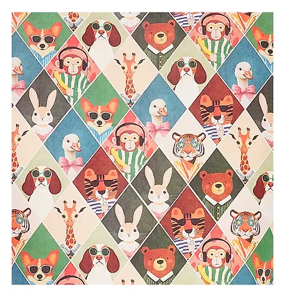 Бумага упаковочная 70*100см "Животныевромбах" глянц., инд.уп. - фото 2