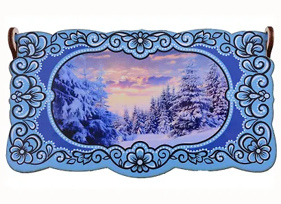 Шкатулка новогодняя Зимний лес (дерево) (17х10) - фото 3
