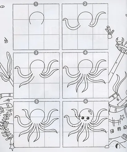 Морские обитатели. Рисуем по клеточкам! - фото 2