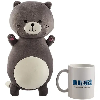 Мягкая игрушка Котик черный на спине (текстиль) (32см) (12-01014-BL-5916-SD) - фото 3